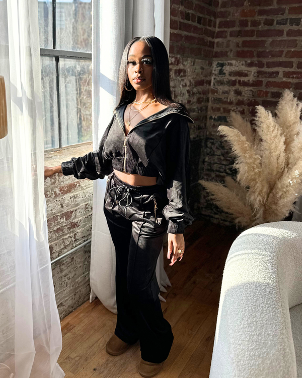 Velvet Sweatsuit (Black)