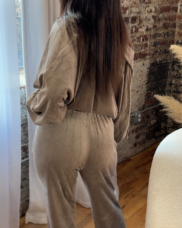 Velvet Sweatsuit (Mocha)